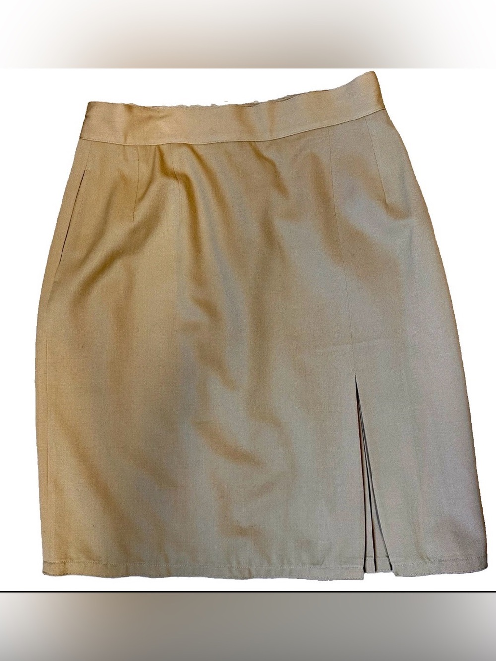 Vintage Harve Benard 100% Wool Skirt L Camel Caroline Kennedy Vibe Quiet Luxury